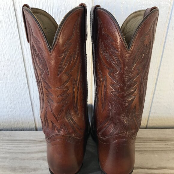 Heritage West Mens Mahogany Brown Leather Western Dress Boots 10 EE 1301 USA - Picture 12 of 13